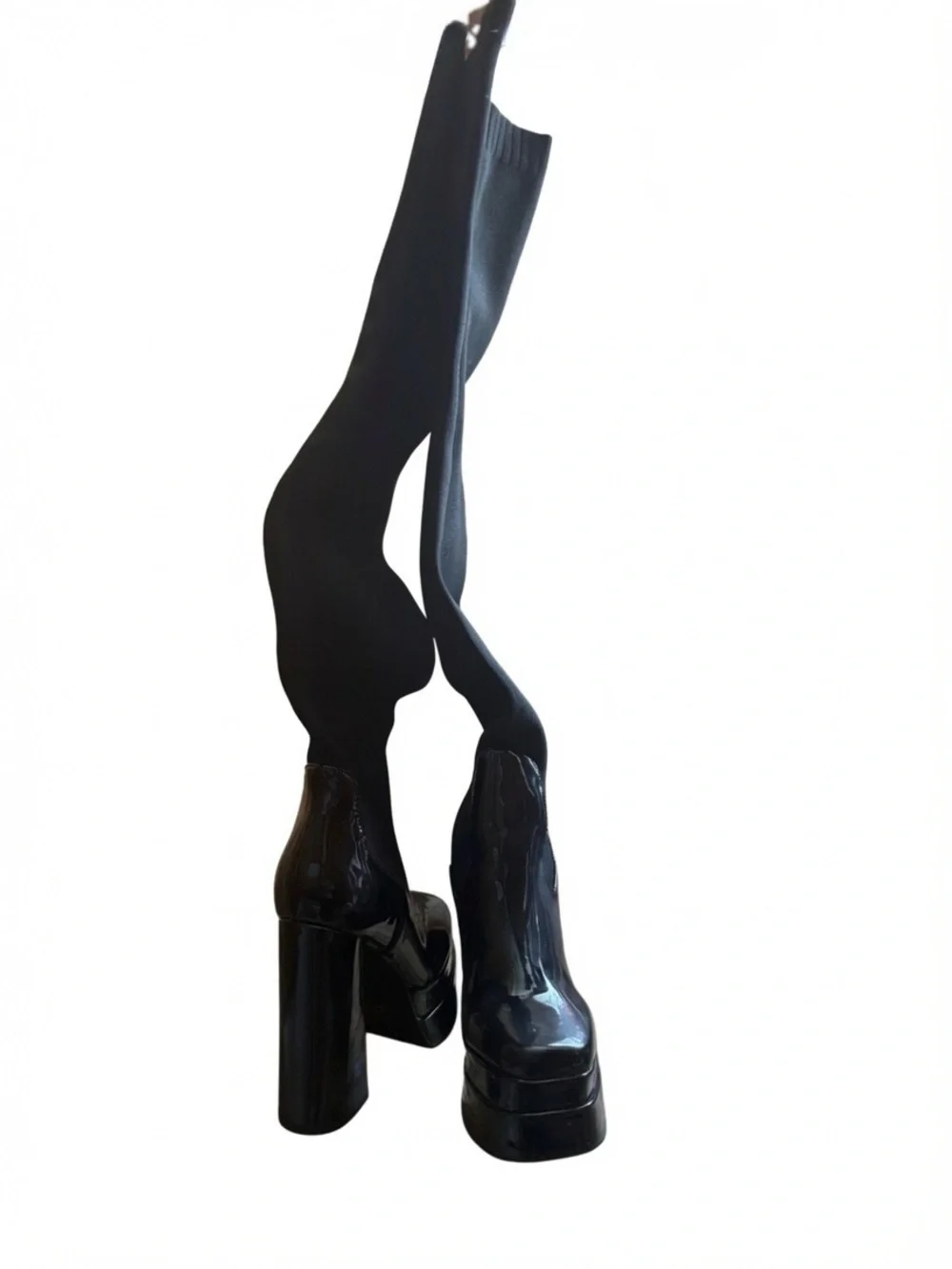Black Platform Thigh-High Boots
